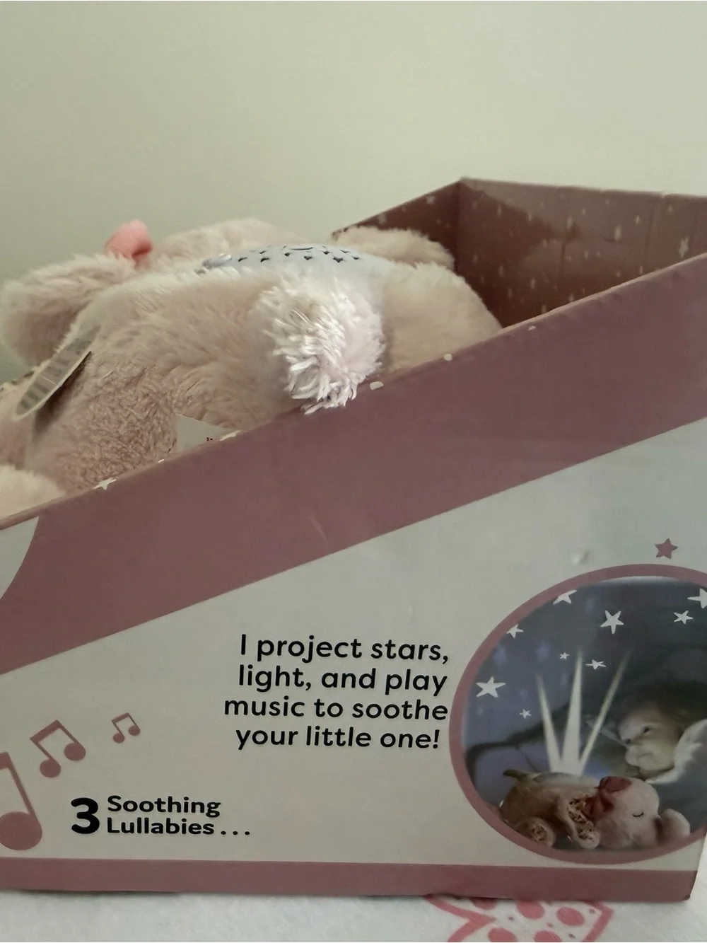 Dreamgro Lullaby Dreams Projector Soother - Pink Elephant Plush Baby Night Light